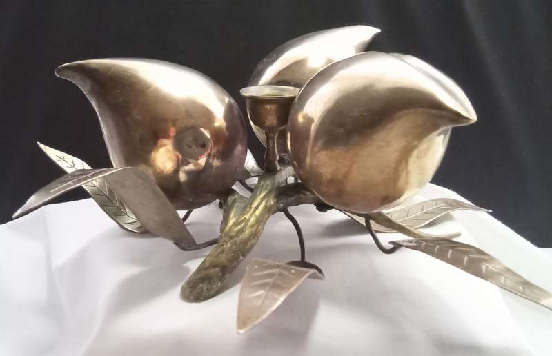 Magnificent vintage handmade brass candle holder