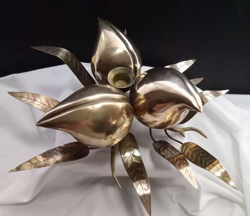 Magnificent vintage handmade brass candle holder