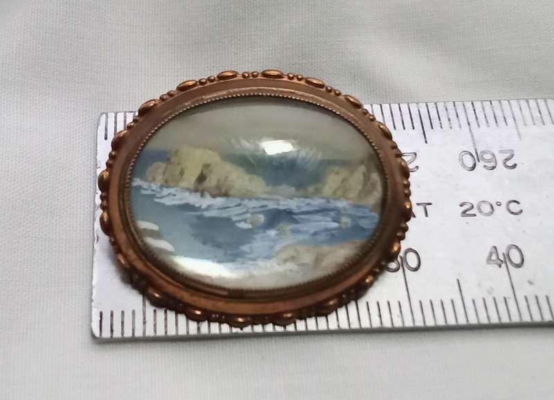 1920s TLM brooch/pendant with miniature seascape painting