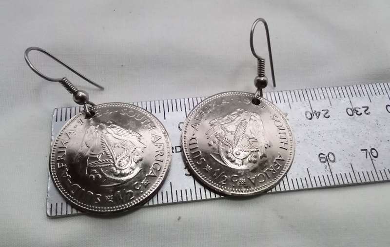 South Africa penny earrings silver colour