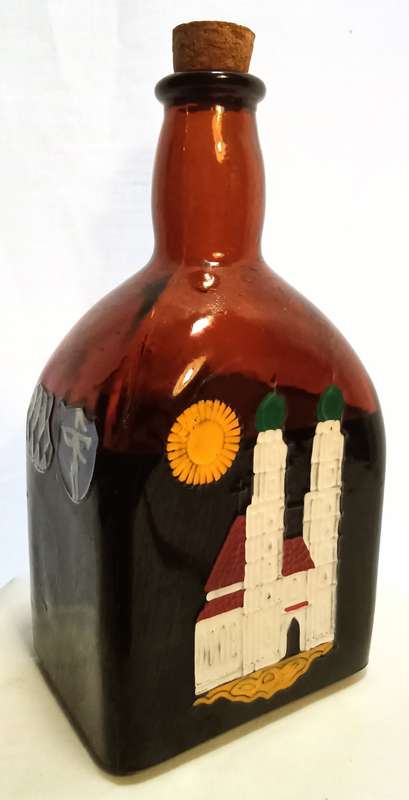 Vintage Bottle German Anton Riemerschmid Embossed Enameled Goldvasser `F