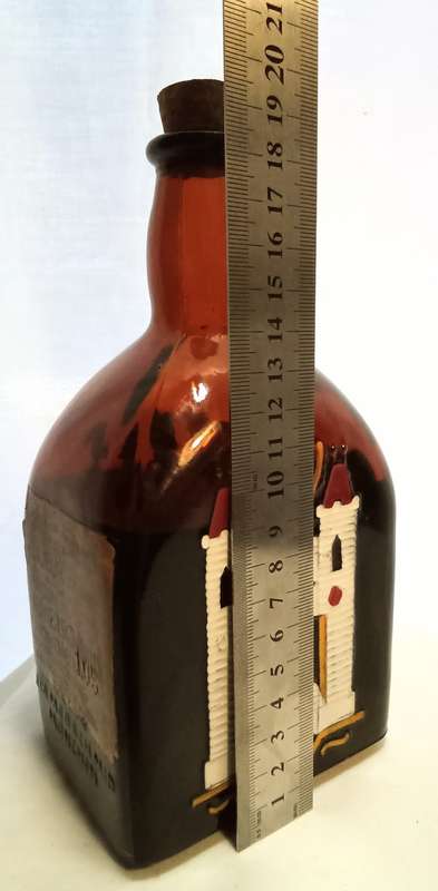 Vintage Bottle German Anton Riemerschmid Embossed Enameled Goldvasser `F