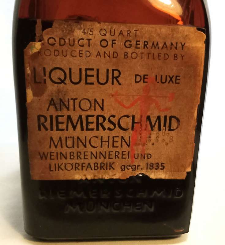 Vintage Bottle German Anton Riemerschmid Embossed Enameled Goldvasser `F