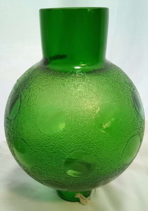 Beautiful vintage green glass Chianti wine bottle with glass shade
