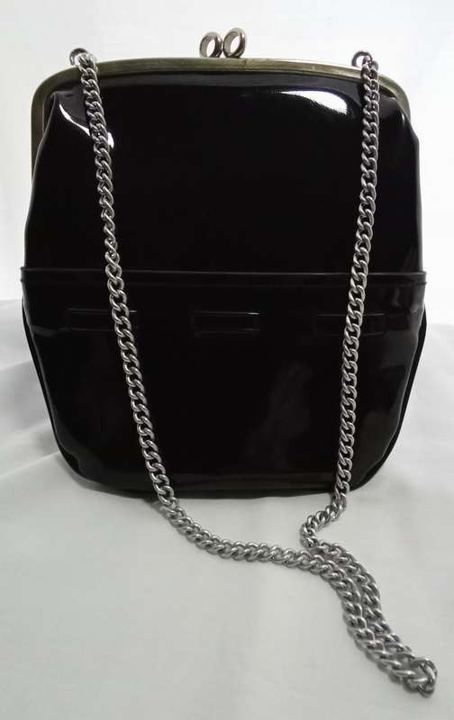 Lovely vintage black patent leather Mam`selle small handbag