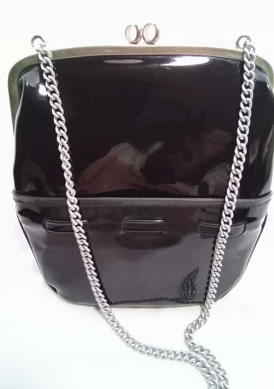 Lovely vintage black patent leather Mam`selle small handbag