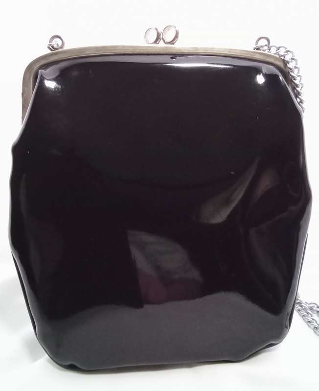 Lovely vintage black patent leather Mam`selle small handbag