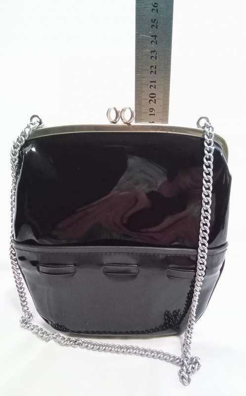 Lovely vintage black patent leather Mam`selle small handbag