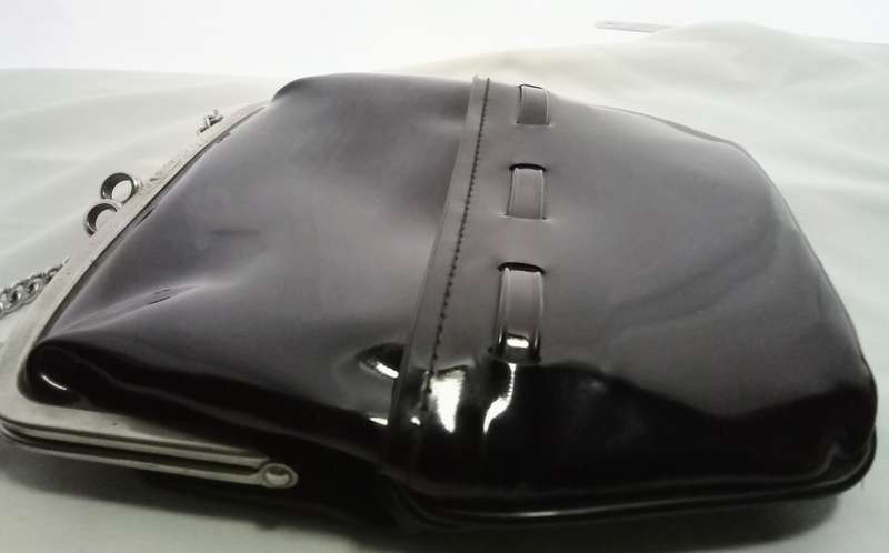 Lovely vintage black patent leather Mam`selle small handbag