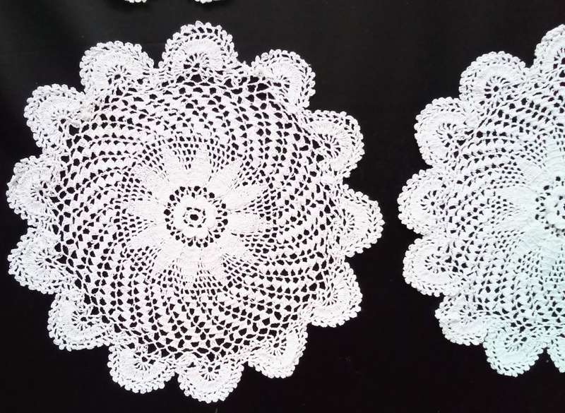 4 Beautiful Crocheted doiles - about 16cms across