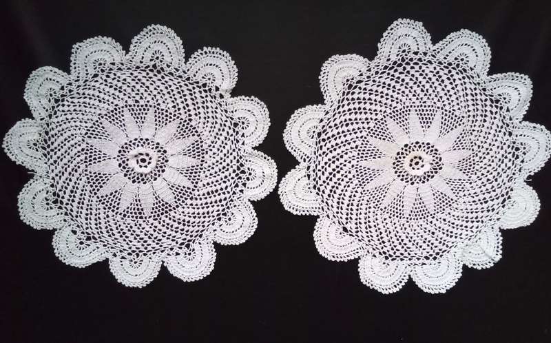 2 Beautiful Crocheted doilies - about 22cms across