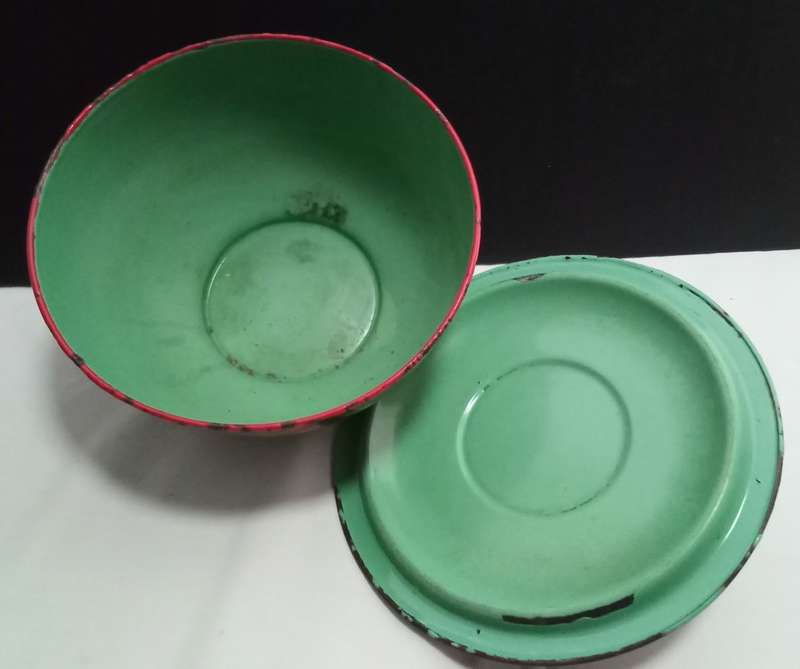 Stunning vintage enamel lidded bowl