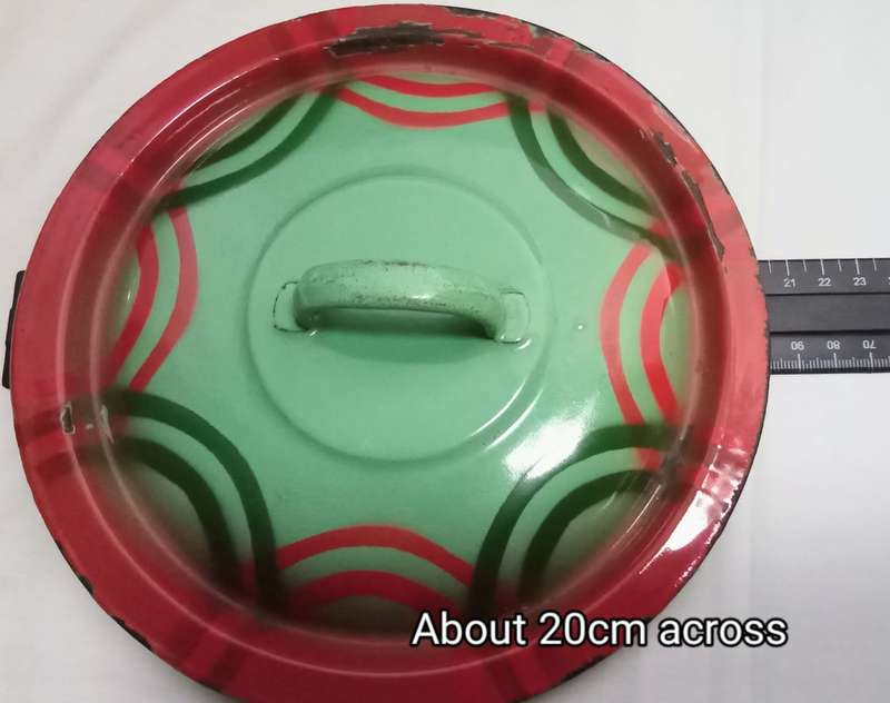 Stunning vintage enamel lidded bowl