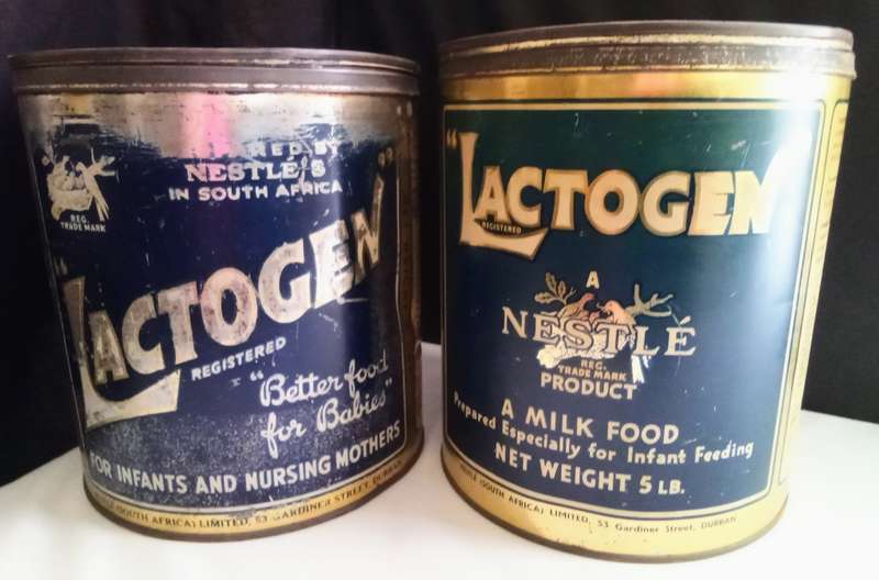 Two gorgeous vintage Lactogen tins