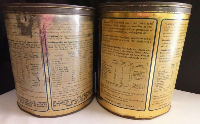 Two gorgeous vintage Lactogen tins
