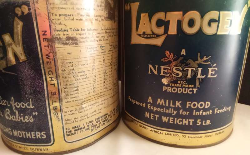 Two gorgeous vintage Lactogen tins
