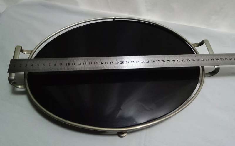Lovely oval black glass and EPNS serving tray