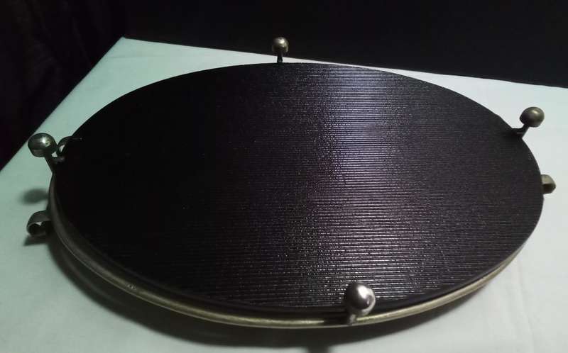 Lovely oval black glass and EPNS serving tray