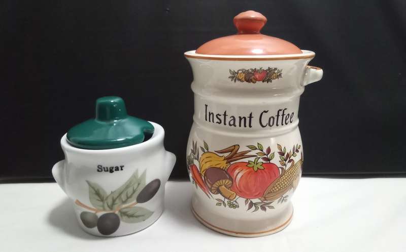 Two cute vintage ceramic canisters