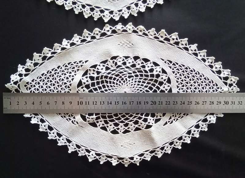 Two lovely crocheted Vintage white oval doilies