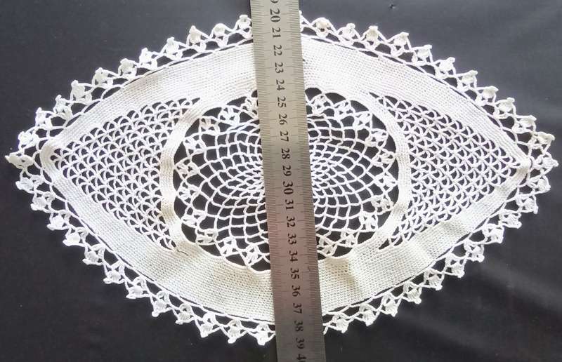 Two lovely crocheted Vintage white oval doilies