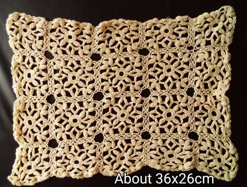 Lovely Vintage crocheted yellow tray cloth
