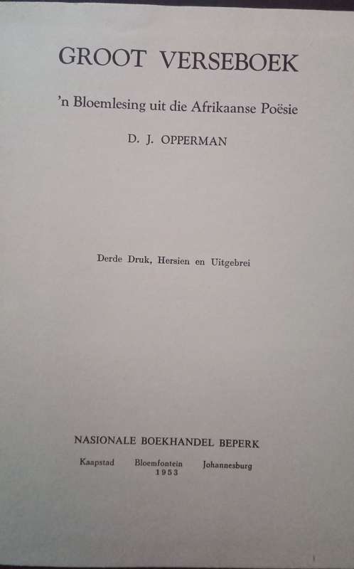 Groot Verseboek - DJ Opperman 1953