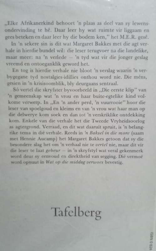 Wat op die Middag Verwoes - Margaret Bakkes (1977)