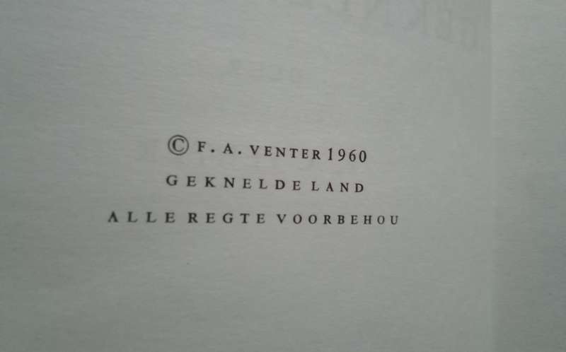 Geknelde land  - FA Venter (1960 Eerste uitgawe) met oorspronklike faktuur!