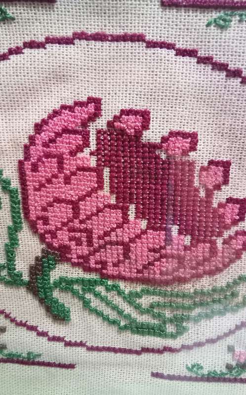 Small vintage hand embroidered protea
