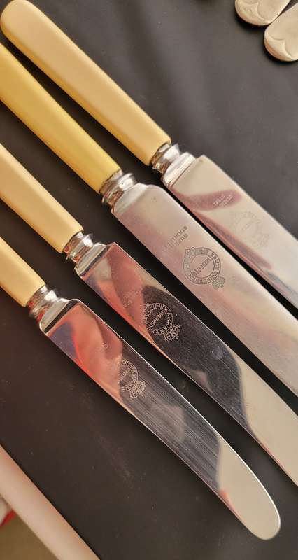 12 Bone handle knives with forks