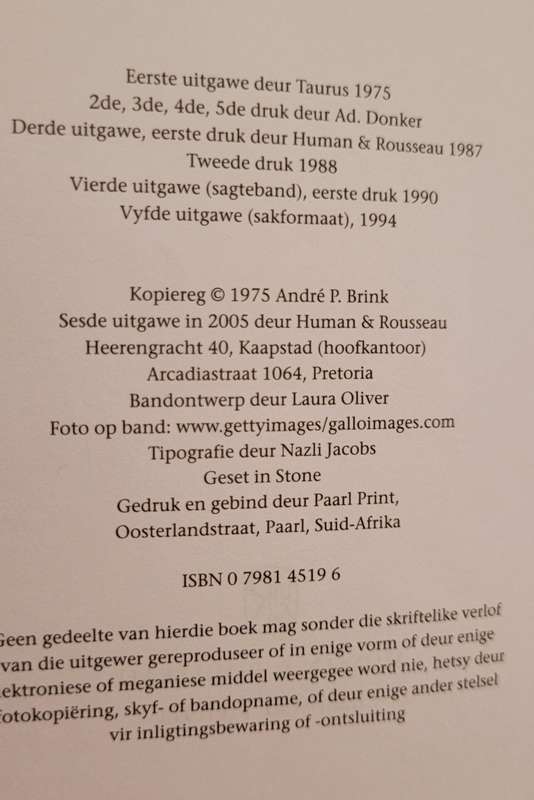 `n Oomblik in die wind - ANDRÉ P. BRINK
