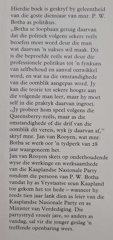 PW. BOTHA 40 JAAR -  JAN J. VAN ROOYEN