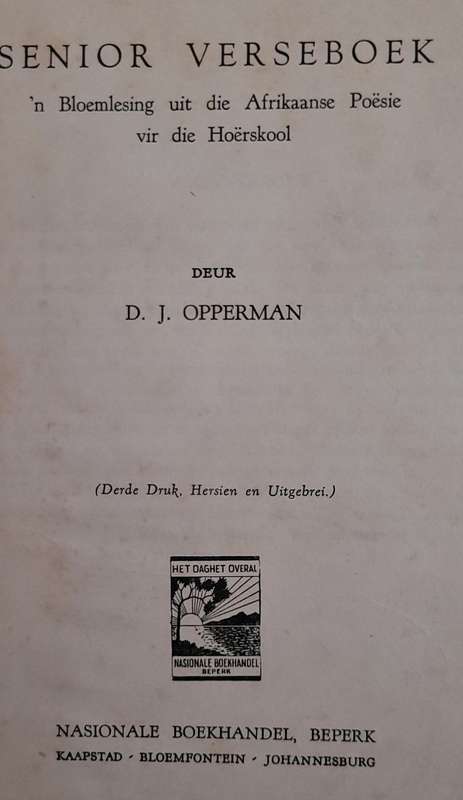 SENIOR VERSEBOEK - D. J. OPPERMAN