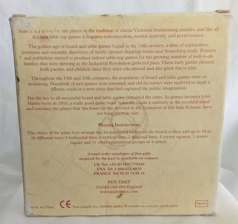 Vintage Traditional Victorian Past Times Sum-It Boxed Game