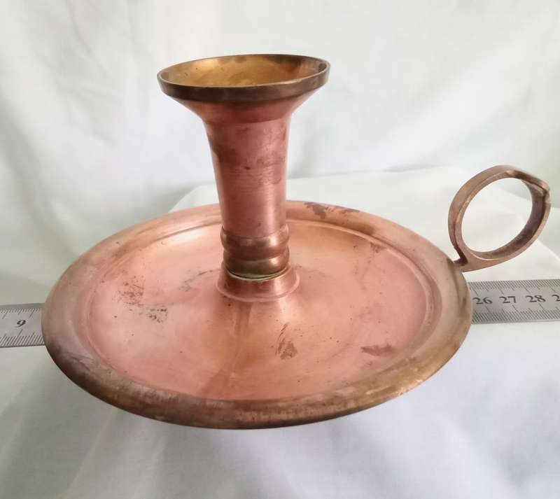 Two vintage Quite Solid copper candle sticks