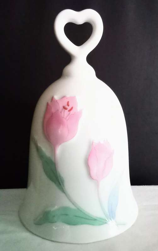 Vintage Porcelain Pink Flowers Bell - Japan