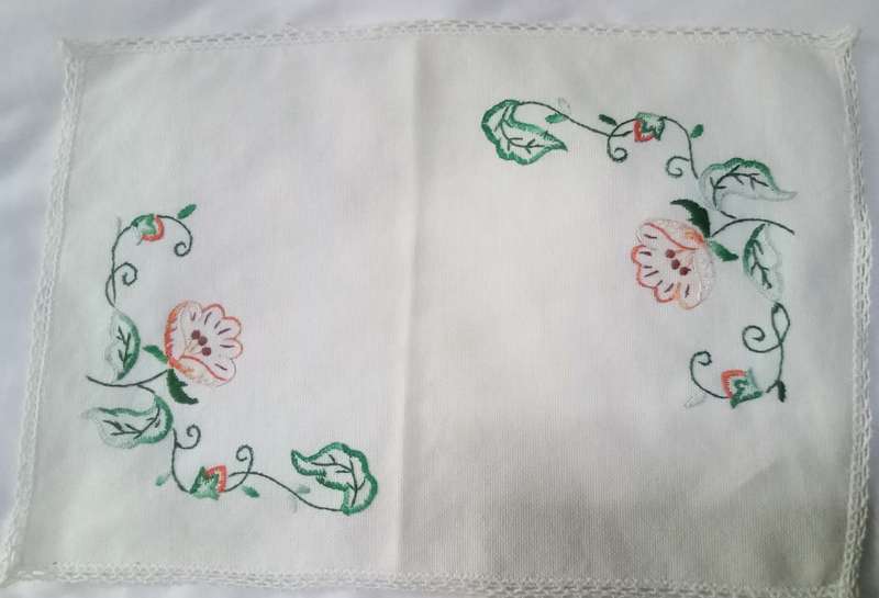 Excellent condition vintage hand embroidered tray cloth