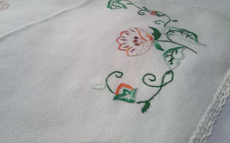 Excellent condition vintage hand embroidered tray cloth