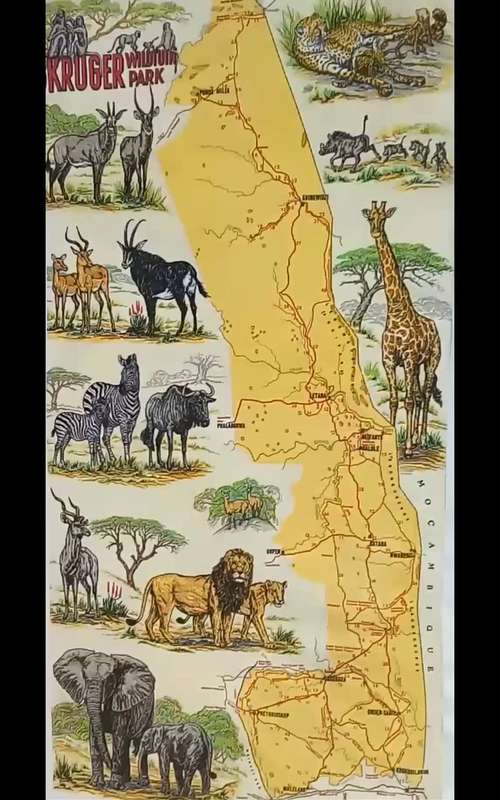 Kruger park - Excellent condition dishcloth (?) Map
