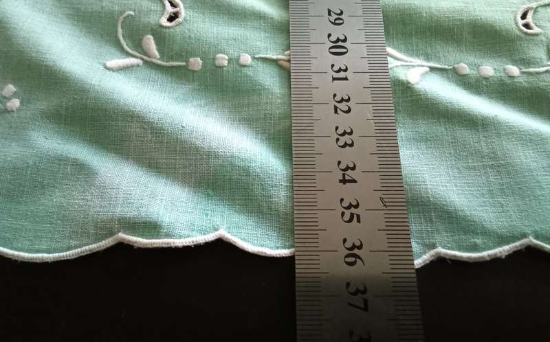 Beautiful embroidered vintage turquoise green tray cloth