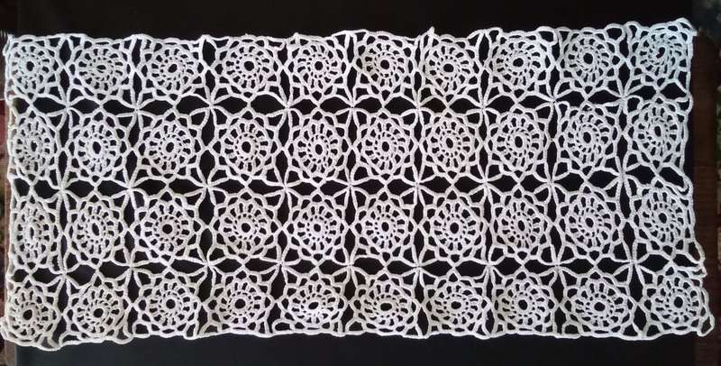 Stunning large crocheted white runner/doily