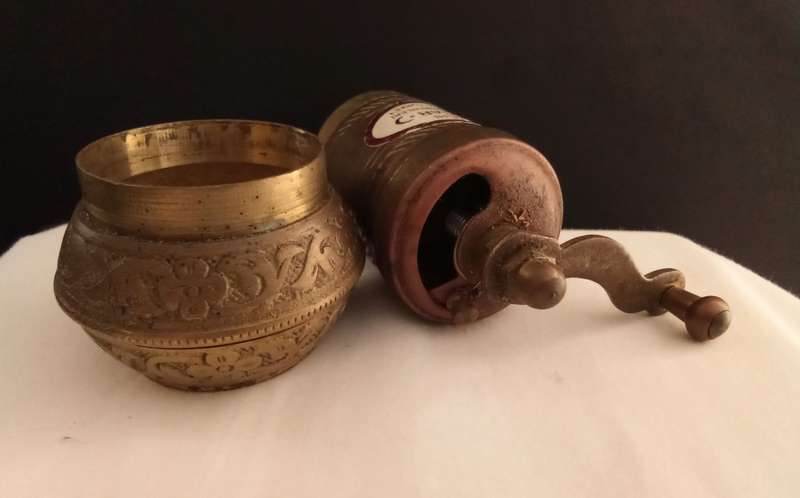 Vintage Turkish Brass Grinder for Coffee Pepper or Spices
