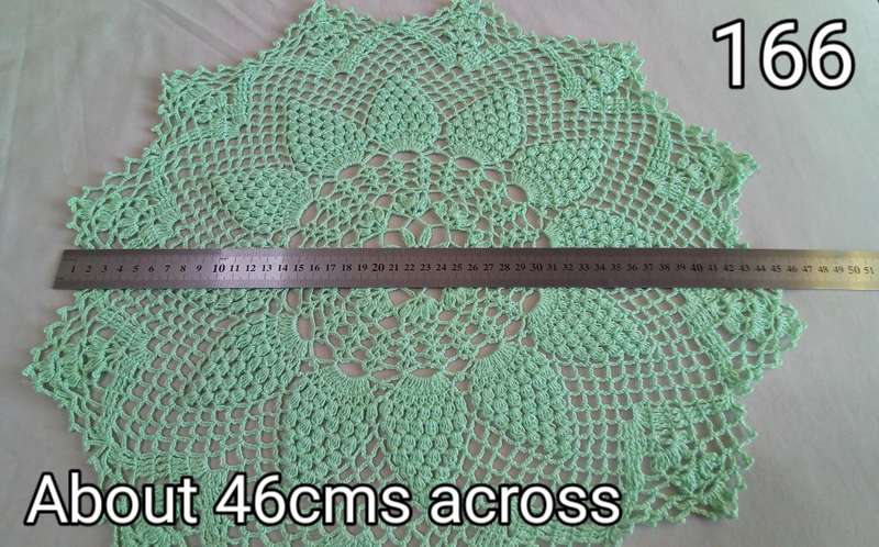 Beautiful green crocheted doily - about 46cms across