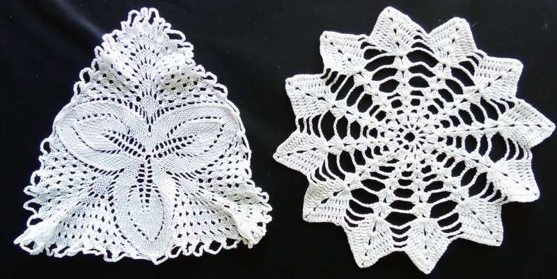 Two Beautiful small white crocheted doilies