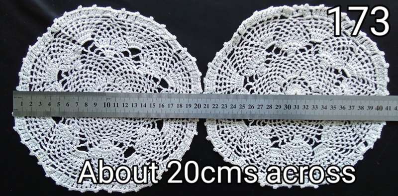 Two Beautiful white crocheted doilies - 20cms across