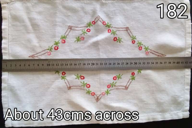 Pretty vintage embroidered tray cloth - 43cms across