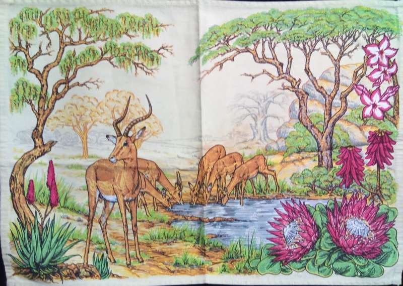 Vintage Kruger national park tray cloth