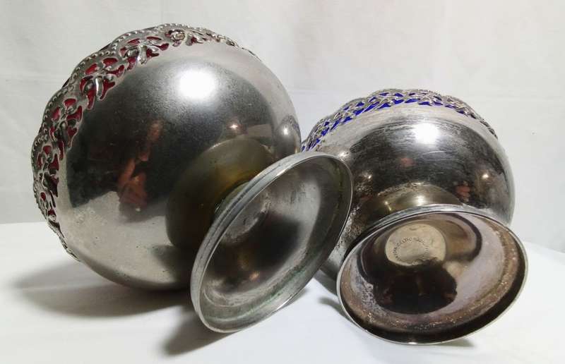 Two Vintage Silver Plate Bowls with Glass Liners