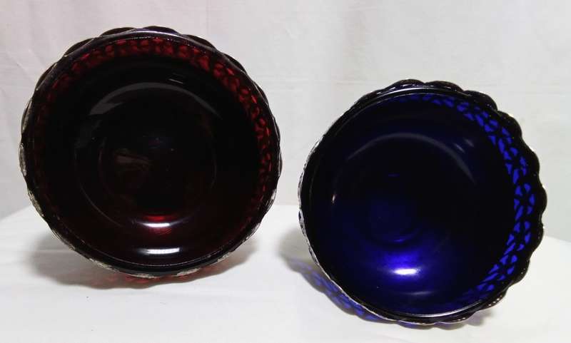 Two Vintage Silver Plate Bowls with Glass Liners